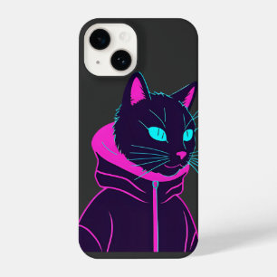Cyber Cat Vibes - Neon Glitch Aestic Design