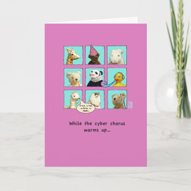 Cyber Chorus Birthday Animais no Cartão Windows (Frente)