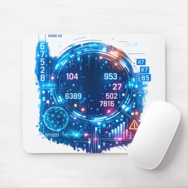 Cyber HUD Interface Mousepad – Futuristic Tech  (Com mouse)
