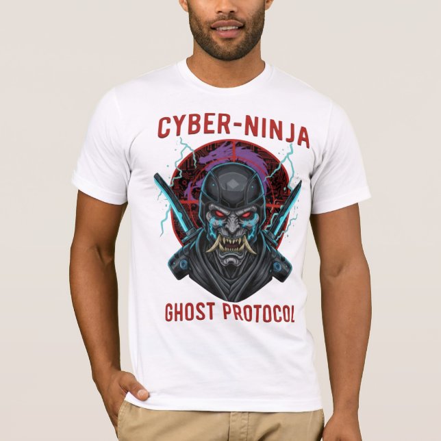 Cyber Ninja Ghost Protocol T-Shirt | Samurai Oni  (Frente)
