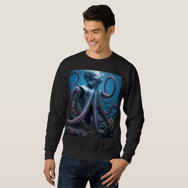 Cyber Octopus men camisa preta (Frente Completa)