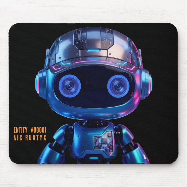 Cyberpunk AI Robot Mouse Pad #00001 | AIC Rustyx (Frente)