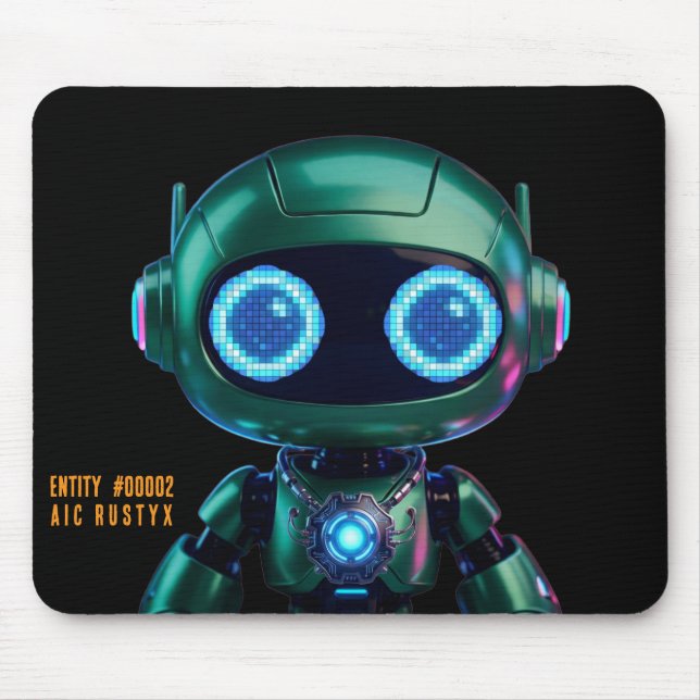 Cyberpunk AI Robot Mouse Pad #00002 | AIC Rustyx (Frente)