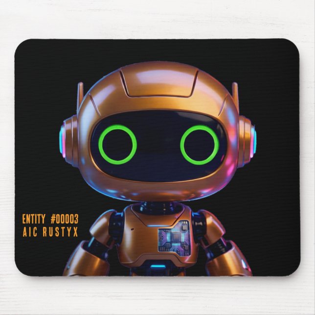 Cyberpunk AI Robot Mouse Pad #00003 | AIC Rustyx (Frente)