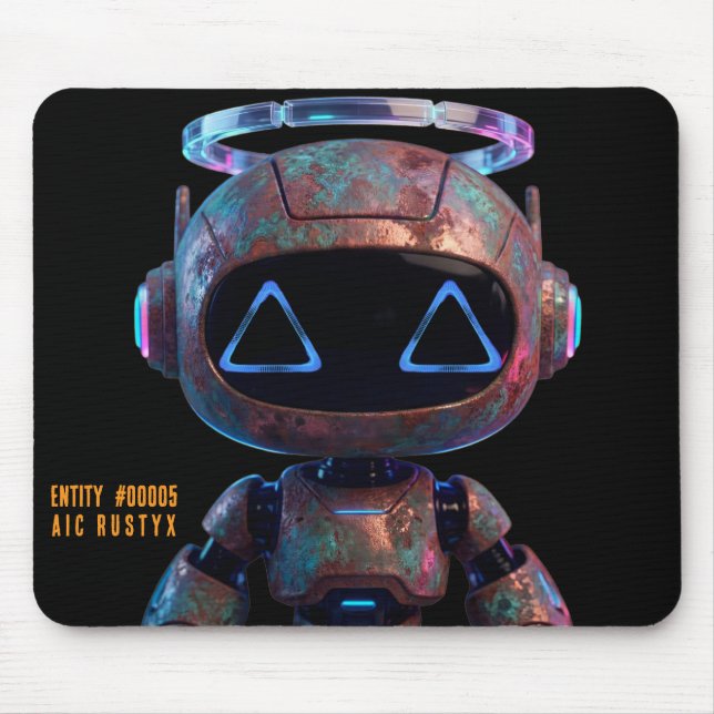 Cyberpunk AI Robot Mouse Pad #00005 | AIC Rustyx (Frente)