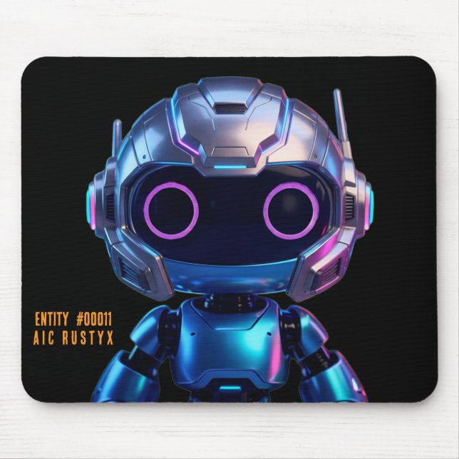 Cyberpunk AI Robot Mouse Pad #00011 | AIC Rustyx (Frente)