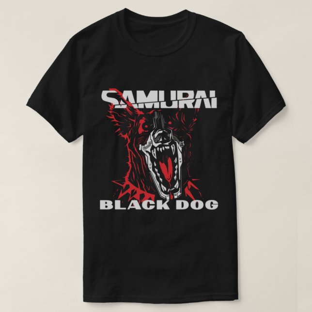 Cyberpunk black dog samurai Classic T-Shirt (Frente do Design)