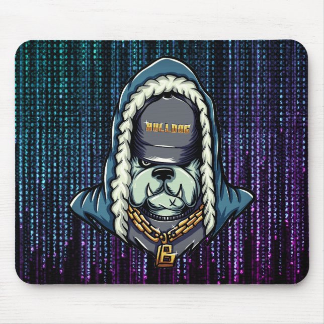 Cyberpunk Bulldog Neon Mouse Pad (Frente)