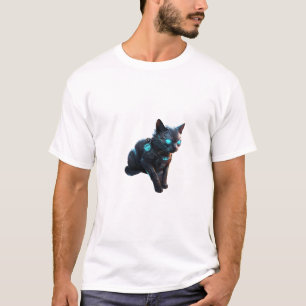🐱 🚀 Cyberpunk Cat - T-shirt futurística 🌆