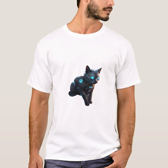 🐱 🚀 Cyberpunk Cat - T-shirt futurística 🌆 (Frente)