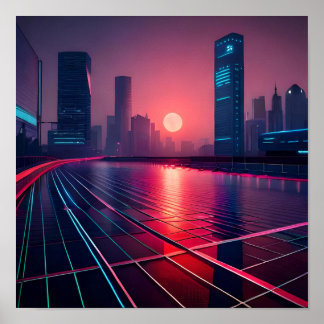 cyberpunk da cidade em poster de campo