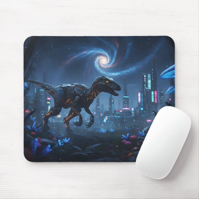 Cyberpunk Raptor Galaxy Gaming Mouse Pad (Com mouse)
