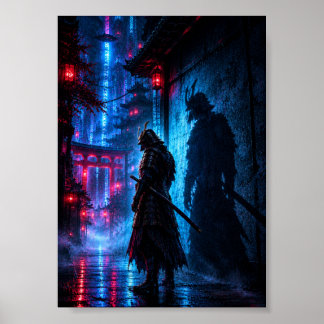 Cyberpunk Samurai Poster – Neon Ronin Shadow