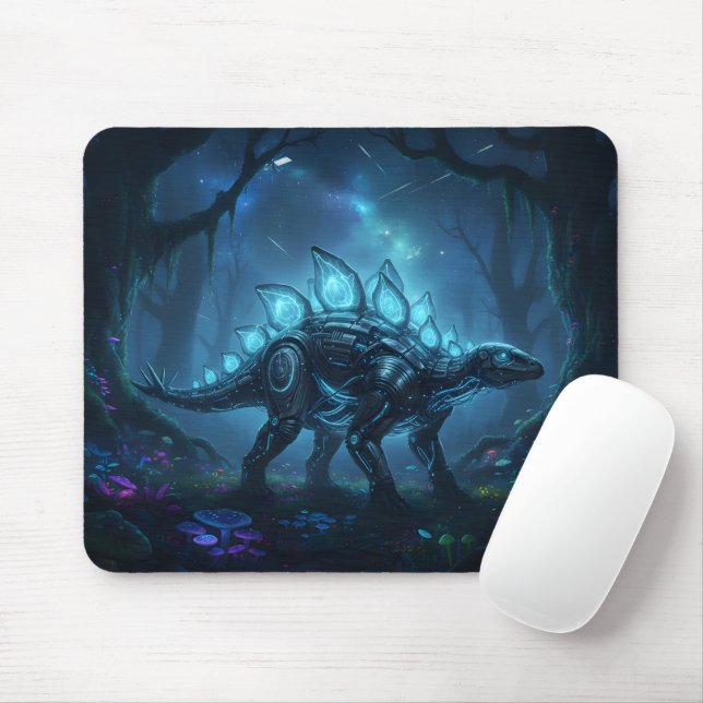 Cyberpunk Stegosaurus Gaming Mouse Pad (Com mouse)