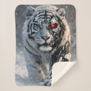 Cyborg tigre branco cobertor Sherpa cibernético se