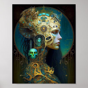 Cyborg Woman Fantasy Sci-Fi Art Poster