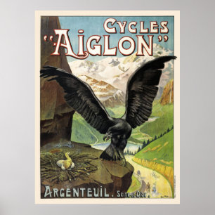 Cycle Aiglon Vintage Advertising Poster França