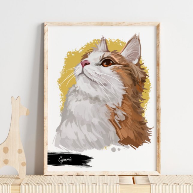 Cymric Cat Impressão | Impressão de Parede de Gato (Criador carregado)