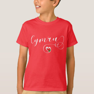 Cymru Wales Flag Em T-Shirt Coração