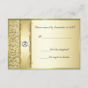 D2 Dourado na placa RSVP Dourada do Damask