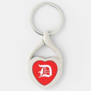"D" Chaveiro de Coração Vermelho