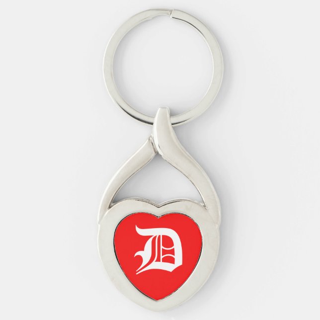 "D" Chaveiro de Coração Vermelho (Frente)