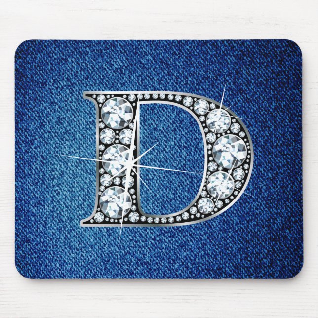 D Faux-"Diamond Bling" em Denim Mousepad (Frente)