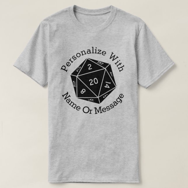 D Twenty 20 Sided Dice T-Shirt (Frente do Design)