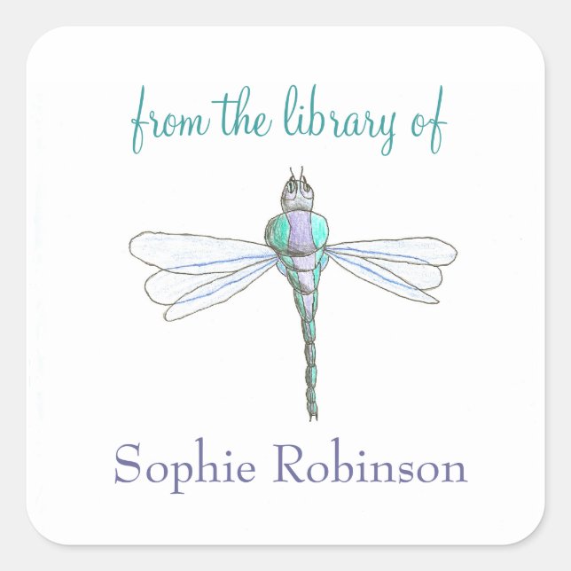 "Da biblioteca de" dragonfly etiquetas personaliza (Frente)