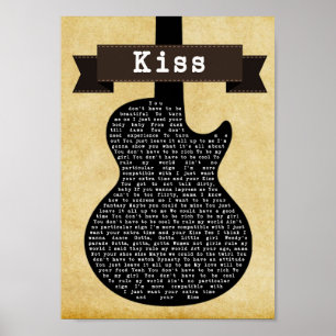Da canção preta da guitarra do beijo impressão