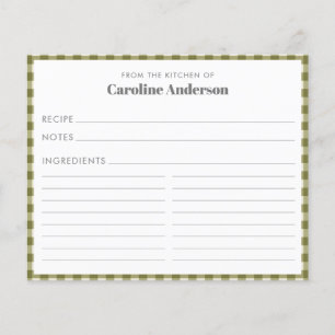 Da Cozinha do Cartão de Receita de Xadrez Verde-Ol