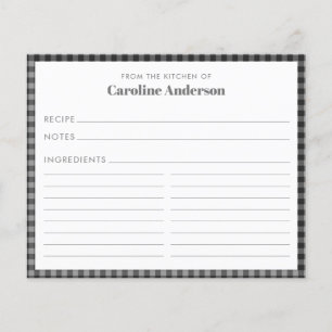 Da Cozinha do Nome Cartão de Receita de Xadrez Pre