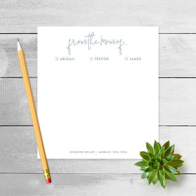 "Da mãe de" Nota à escola, Bloco de Notas Azul (Criador carregado)