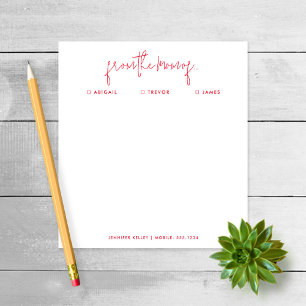 "Da Mãe de" Nota à Escola, Bloco de Notas Vermelho