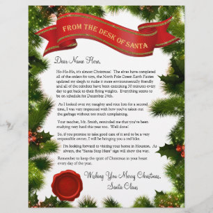 Da mesa da letra do papai noel com o selo -