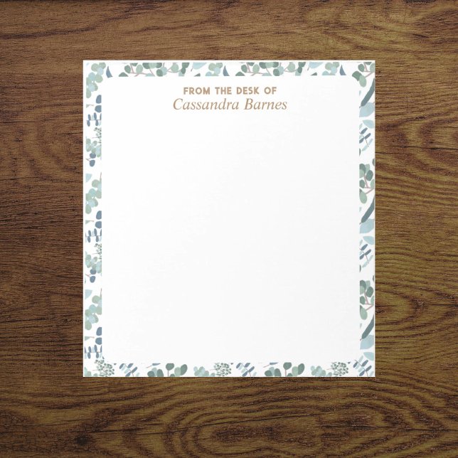 Da Mesa Do Bloco De Notas Verde Azul (From the desk of personalizede name notepad.)