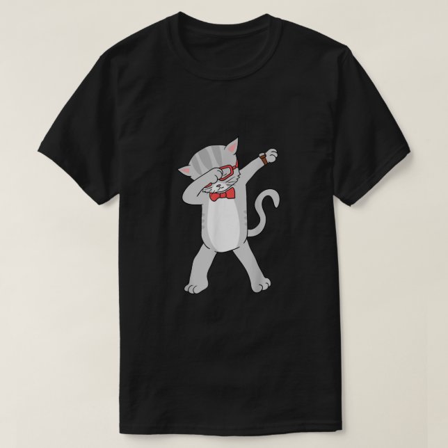 Dabbing Cat T-Shirt Engraçado Dab Gift Cat Tee T-S (Frente do Design)