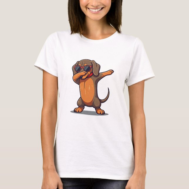 Dabbing Dachshund T-shirt (Frente)