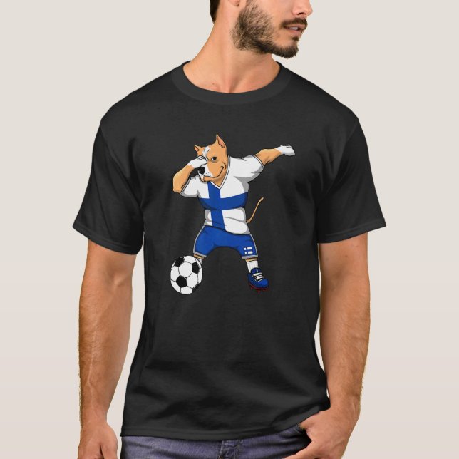 Dabbing Pitbull Finlândia Fãs de Futebol Camisa Fi (Frente)