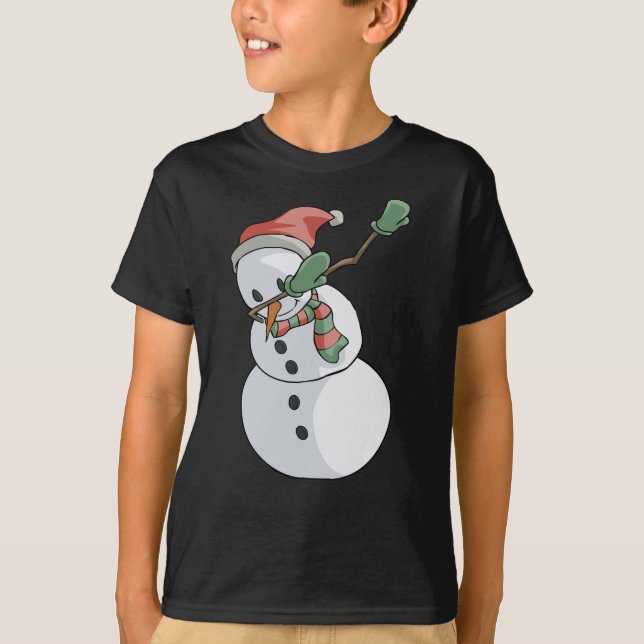 Dabbing Snowman T-Shirt Engraçado Natal (Frente)