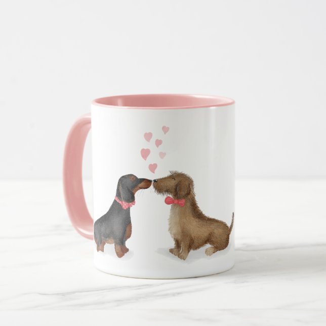 Dachshances apaixonados por caneca personalizada ( (Frente Esquerda)