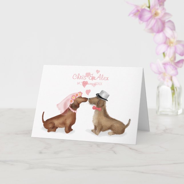 Dachshances no cartão de casamento amoroso (moça/m (Orquídea)