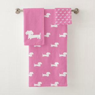 Dachshund 3 peças Rosa claro de conjunto de toalha