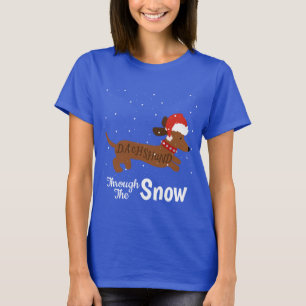 Dachshund através da camisa da neve