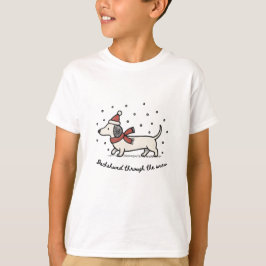 Dachshund Através da Neve - Camiseta de Natal