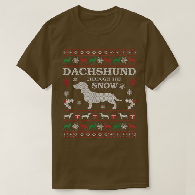 Dachshund Através Do Suéter De Natal Feio Da Neve (Frente do Design)