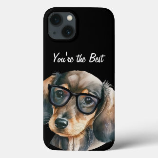 Dachshund bonito com óculos pretos