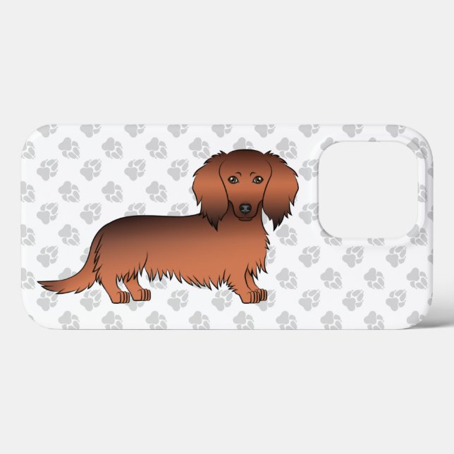 Dachshund Cartoon Cão & Patas de Pelo Longo Sable  (Verso (horizontal))