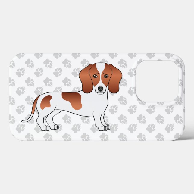 Dachshund Cartoon de Pelagem Lisa Pé Vermelho & Pa (Verso (horizontal))