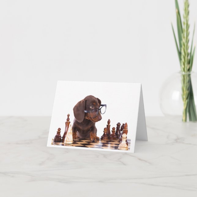 Dachshund Chess Player Qualquer Cartão De Saudação (Frente)